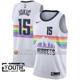 Maillot Basket Enfant Denver Nuggets Nikola Jokic 15 2018-19 Nike City Edition Blanc Swingman